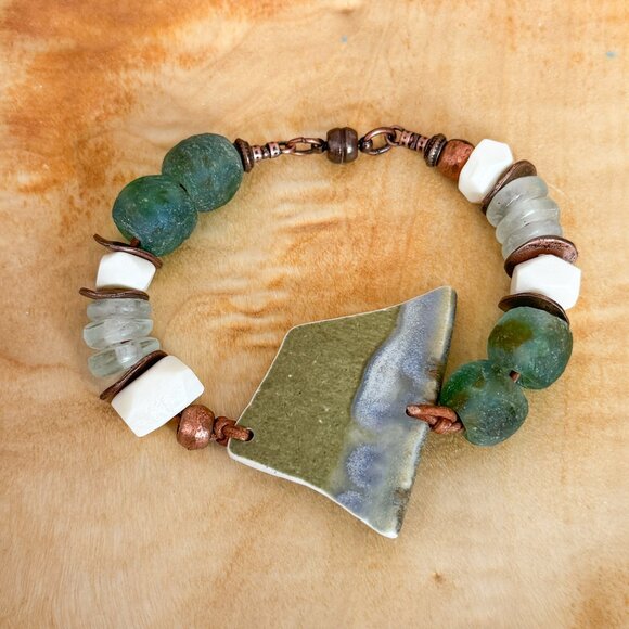 Handmade Jewelry - Boho Chunky Glass Bead Bracelet